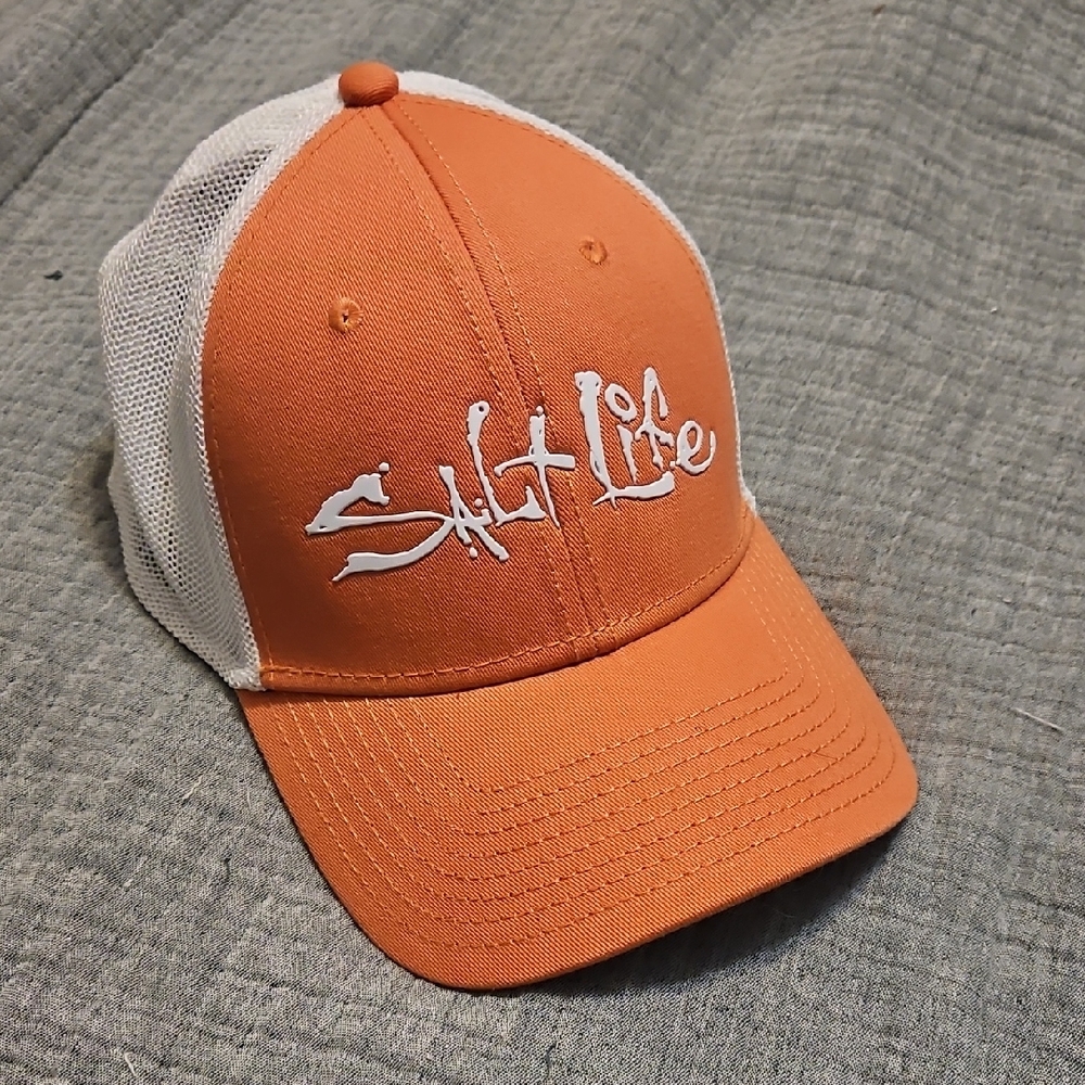 Salt Life Peach/Orange and White Hat Mesh Flex Fit